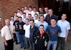 Abbey Grammar School Top A' Level achievers (at least 3 or more grade A at A'Level) pictured with Headmaster Mr D McGovern