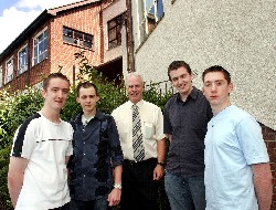 Abbey Grammar School Headmaster Mr Dermot McGovern pictured with pupils who achieved 4 A Grades, Stephen McElroy, Joseph Murphy, Christopher O'Hare and Steven Rice.