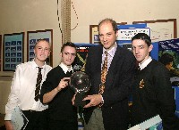 Dr Tom Field, Department of Physics, Queens University Belfast, l-r John McAleenan, Aidan Holsgrove, Kevin Malone